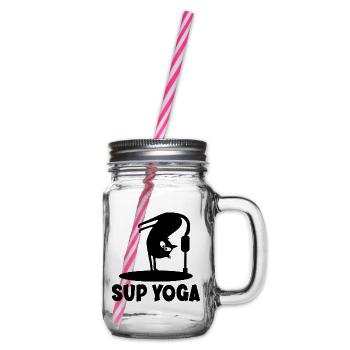 Sup Cat Yoga - Henkelglas mit Schraubdeckel - Klar - Rechts