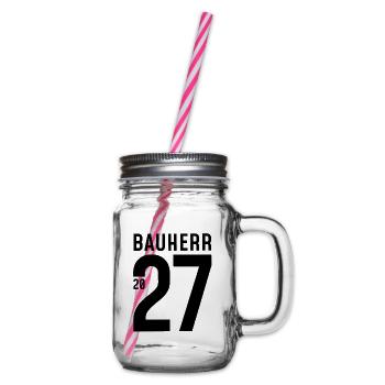 Bauherr 2027 - Henkelglas mit Schraubdeckel - Klar - Rechts