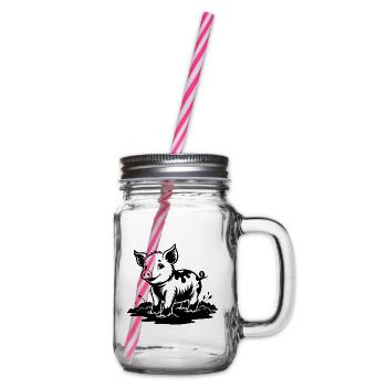 Ferkel im Schlamm - Henkelglas mit Schraubdeckel - Klar - Rechts