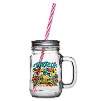 Turtely Awesome Beach Turtle - Henkelglas mit Schraubdeckel - Klar - Rechts