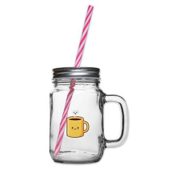 Süße Kawaii-Kaffeetasse Happy Heart Dampf - Henkelglas mit Schraubdeckel - Klar - Rechts