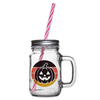 Retro Pumpkin Sunset Vintage Halloween - Henkelglas mit Schraubdeckel - Klar - Rechts