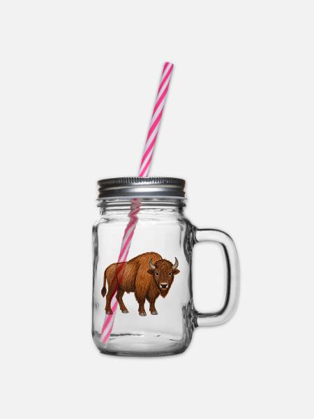Europäischer Bison - Henkelglas mit Schraubdeckel - Klar