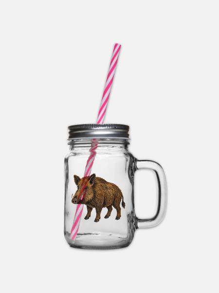 Europäische Wildschweine - Henkelglas mit Schraubdeckel - Klar