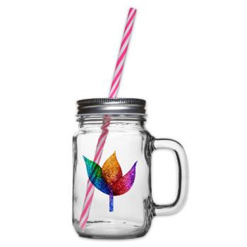 Regenbogengeometrisches Blatt - Henkelglas mit Schraubdeckel - Klar - Rechts