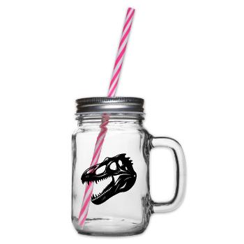 T. Rex-Dinosaurier-Schädelfossil - Henkelglas mit Schraubdeckel - Klar - Rechts