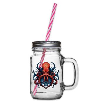 Oktopus Krake Bunt Illustration - Henkelglas mit Schraubdeckel - Klar - Rechts
