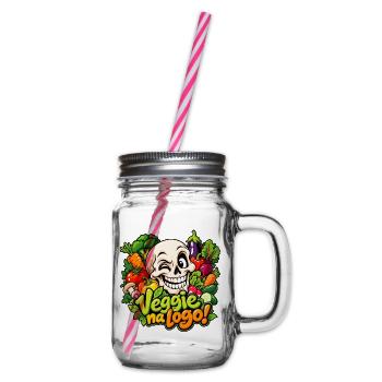 Lustiger Veggie Skull - Henkelglas mit Schraubdeckel - Klar - Rechts