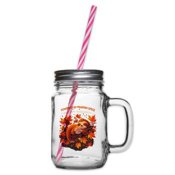 Müdes Faultier: Powered by Pumpkin Spice & PSL - Henkelglas mit Schraubdeckel - Klar - Rechts