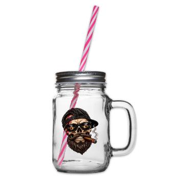 Skull Vibes – Bartmode auf Bearded Skull - Henkelglas mit Schraubdeckel - Klar - Rechts