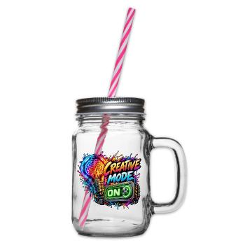 Kreativer Modus Neon Druck - Henkelglas mit Schraubdeckel - Klar - Rechts