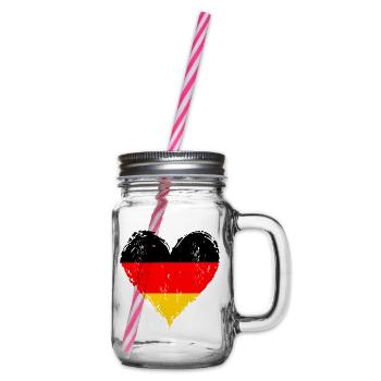 Deutschland Flagge Herz used - Henkelglas mit Schraubdeckel - Klar - Rechts