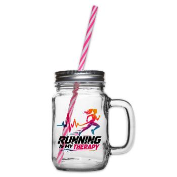 Runner - Jogger - Joggerin -Laufen - Henkelglas mit Schraubdeckel - Klar - Rechts