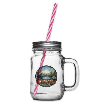 Montana-Gletscher-Nationalpark-Reiseabzeichen - Henkelglas mit Schraubdeckel - Klar - Rechts