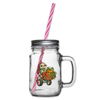 Ernteroboter mit Obstkorb - Henkelglas mit Schraubdeckel - Klar - Rechts