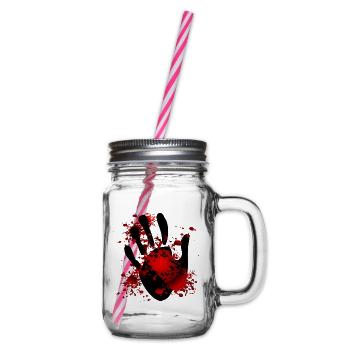 Halloween Blutende Hand - Henkelglas mit Schraubdeckel - Klar - Rechts