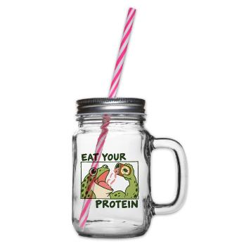 Lustig: Eß deinen Protein-Gym-Frosch - Henkelglas mit Schraubdeckel - Klar - Rechts