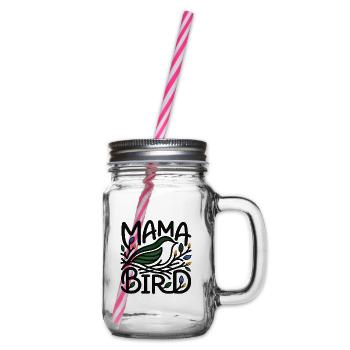 Mama Bird – Minimalistischer skandinavischer Stil - Henkelglas mit Schraubdeckel - Klar - Rechts
