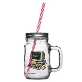 Retro-Computer Pixelästhetik - Henkelglas mit Schraubdeckel - Klar - Rechts
