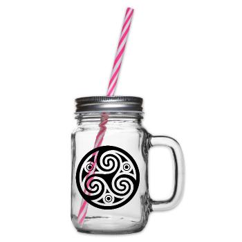 Schwarzes keltisches Triskele-Symbol - Henkelglas mit Schraubdeckel - Klar - Rechts