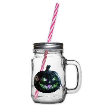 Steampunk-Neon-Kürbis der Zahnräder - Henkelglas mit Schraubdeckel - Klar - Rechts