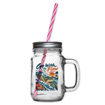 Go With the Flow – Honu Meeresschildkröte - Henkelglas mit Schraubdeckel - Klar - Rechts