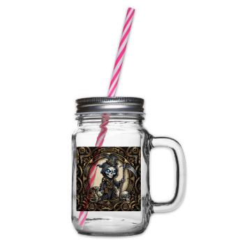 Der kleine Sensenmann – Steampunk-Skelett und Kobra. - Henkelglas mit Schraubdeckel - Klar - Rechts