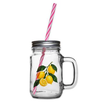 Zitruszweig Gelbe Lemons Motiv - Henkelglas mit Schraubdeckel - Klar - Rechts