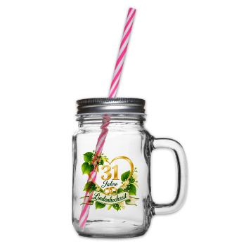 31.Hochzeitstag , 31 Jahre Lindenhochzeit - Henkelglas mit Schraubdeckel - Klar - Rechts