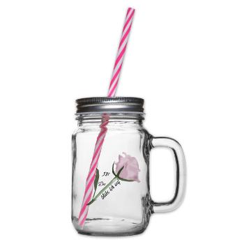 Rosen-Aquarell: zarte Blüte - Henkelglas mit Schraubdeckel - Klar - Rechts
