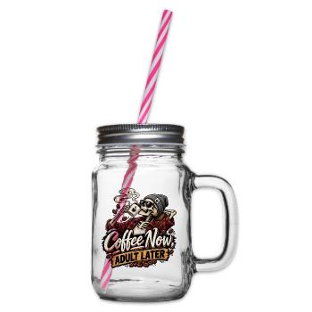 Lustiges Kaffee Skelett Design - Henkelglas mit Schraubdeckel - Klar - Rechts