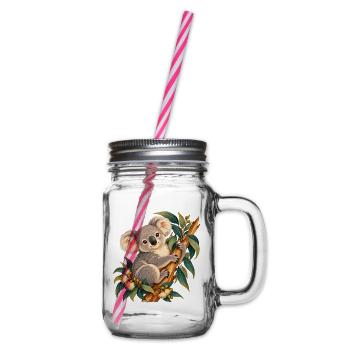 Zarter Koala zwischen Ästen und Blättern - Henkelglas mit Schraubdeckel - Klar - Rechts