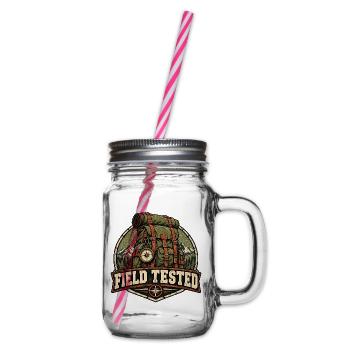 Field Tested – Robustes Outdoor-Abzeichen - Henkelglas mit Schraubdeckel - Klar - Rechts