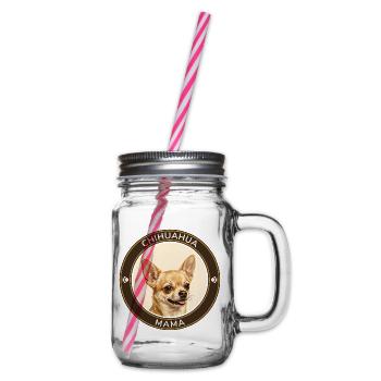 Chihuahua-Mama Porträt - Henkelglas mit Schraubdeckel - Klar - Rechts