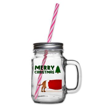 Froher Weihnachtshund - Henkelglas mit Schraubdeckel - Klar - Rechts