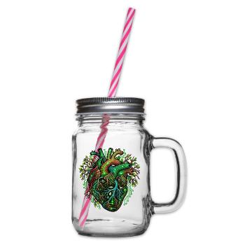 Umweltschutz – Grünes Herz zwischen Natur und Tech - Henkelglas mit Schraubdeckel - Klar - Rechts