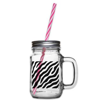 Schwarz-weiße Zebrastreifen – abstraktes Muster - Henkelglas mit Schraubdeckel - Klar - Rechts