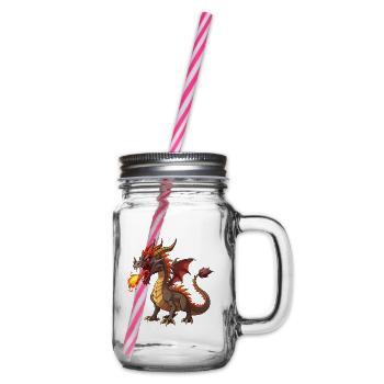 Feuerspeiender Drache - Henkelglas mit Schraubdeckel - Klar - Rechts