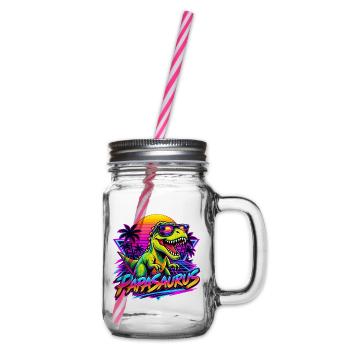  Papasaurus Dinosaurier Sonnenbrille Retro 80er - Henkelglas mit Schraubdeckel - Klar - Rechts