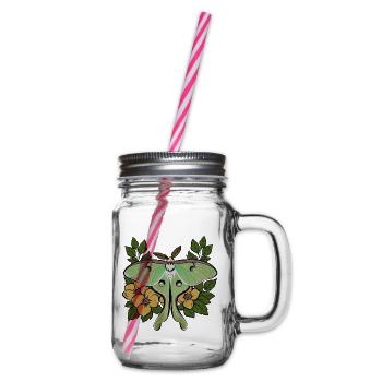 Üppiger Mondfalter zwischen gelben Blüten - Henkelglas mit Schraubdeckel - Klar - Rechts