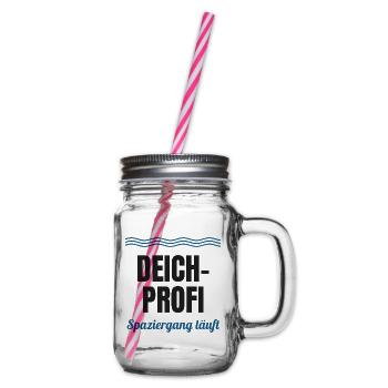 Deich-Profi – Spaziergang läuft (Nordsee) - Henkelglas mit Schraubdeckel - Klar - Rechts