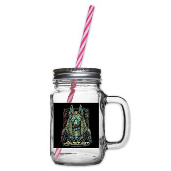 Cyberpunk Anubis Neo God - Henkelglas mit Schraubdeckel - Klar - Rechts