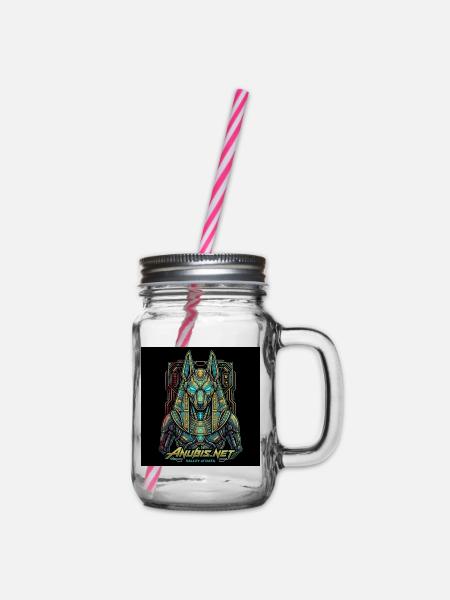 Cyberpunk Anubis Neo God - Henkelglas mit Schraubdeckel - Klar