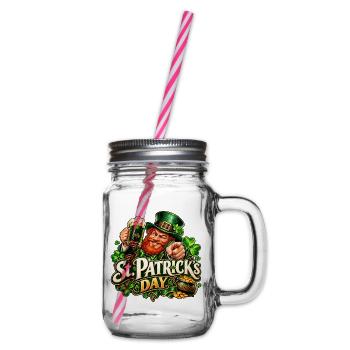 St Patrick Day Leprechaun Feier - Henkelglas mit Schraubdeckel - Klar - Rechts