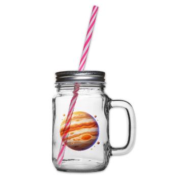 Oranger Jupiter Orbit - Henkelglas mit Schraubdeckel - Klar - Rechts