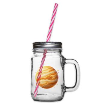 Goldplanet Jupiter Wirbel - Henkelglas mit Schraubdeckel - Klar - Rechts