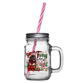 🎁 Weihnachten Französischer Bulldogge - Henkelglas mit Schraubdeckel - Klar - Rechts