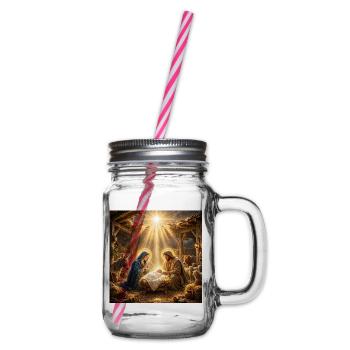 Jesus, katholisch, Krippe, Beten zu Jesus, Christ - Henkelglas mit Schraubdeckel - Klar - Rechts