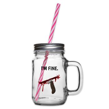 I'm fine - Messer mit Blutspritzern - Henkelglas mit Schraubdeckel - Klar - Rechts