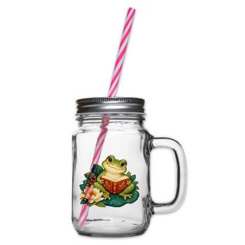 Froschleser auf Seerosen - Henkelglas mit Schraubdeckel - Klar - Rechts